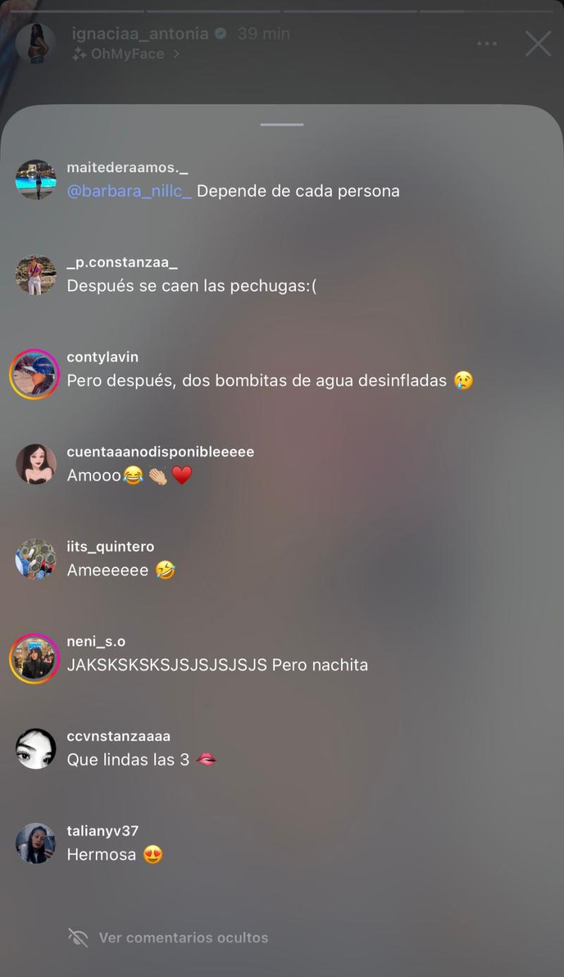 La reacción de las seguidoras de Ignacia Antonia ante su video - Instagram