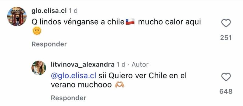 Comentario de Alexandra Litvinova | Instagram