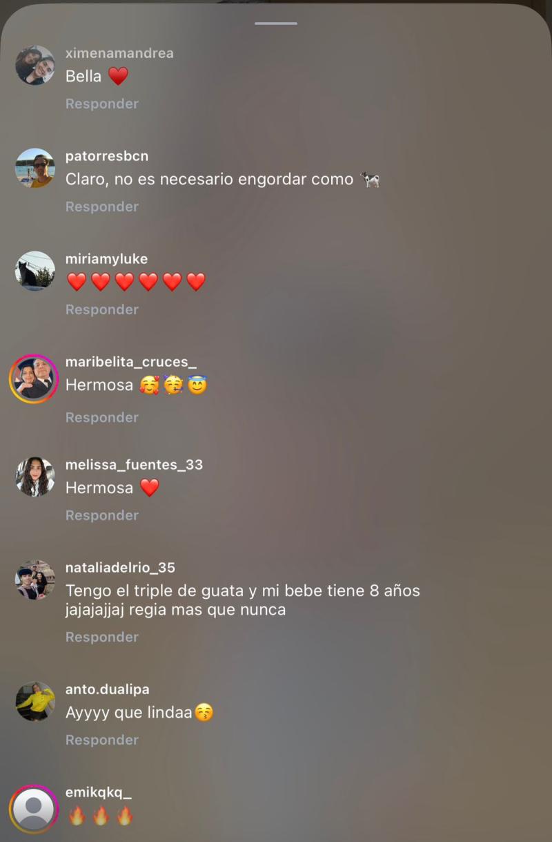 Comentarios que generó la imagen de Emilia Dides - Instagram
