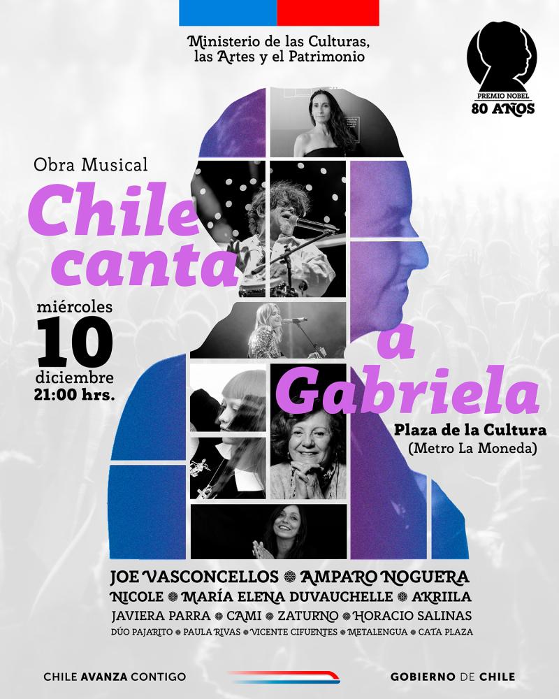 "Chile canta a Gabriela", concierto en homenaje a los 80 años del Nobel de Gabriela Mistral.