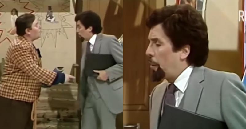 Adriano Castillo y Mandolino en un sketch de Sábados Gigantes, 1985