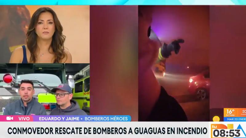 Bomberos que rescataron a bebés en Penco