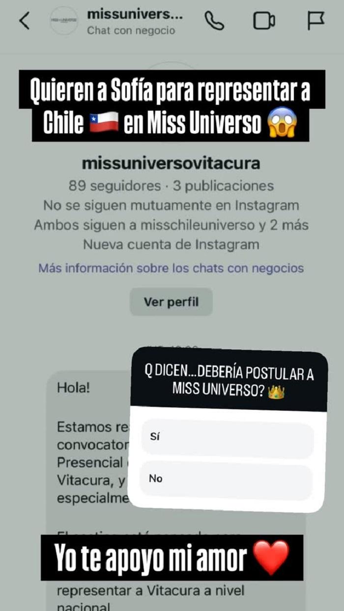 Novia de Bruno Zaretti tentada para postular en Miss Universo Chile | Instagram