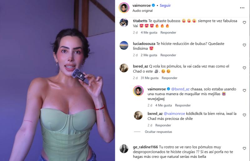 Los comentarios que generó el último video de la influencer Vaimonroe - Instagram
