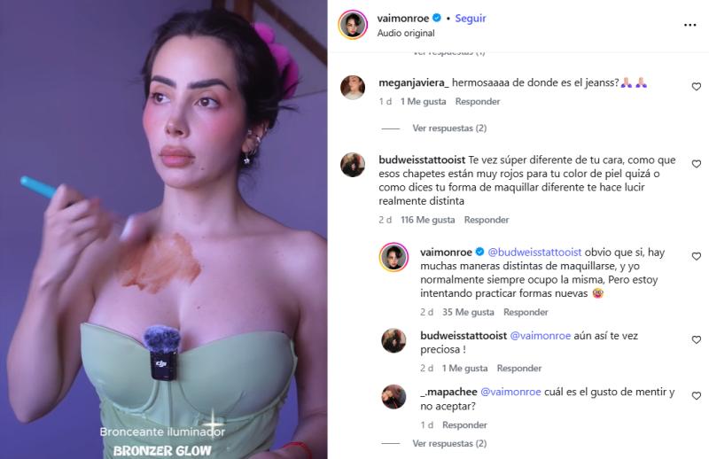 Los comentarios que generó el último video de la influencer Vaimonroe - Instagram