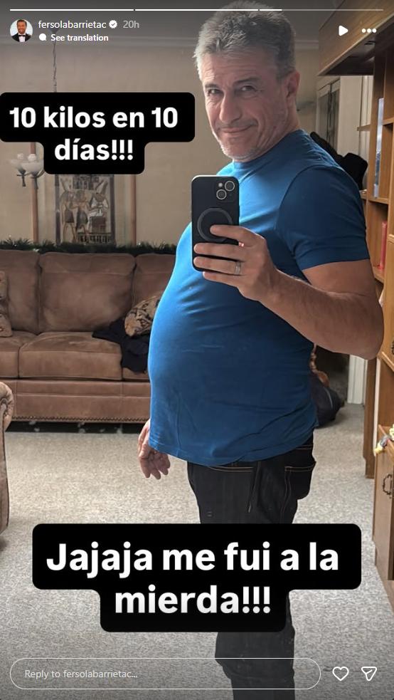 Fernando Solabarrieta muestra su cambios físico | Instagram