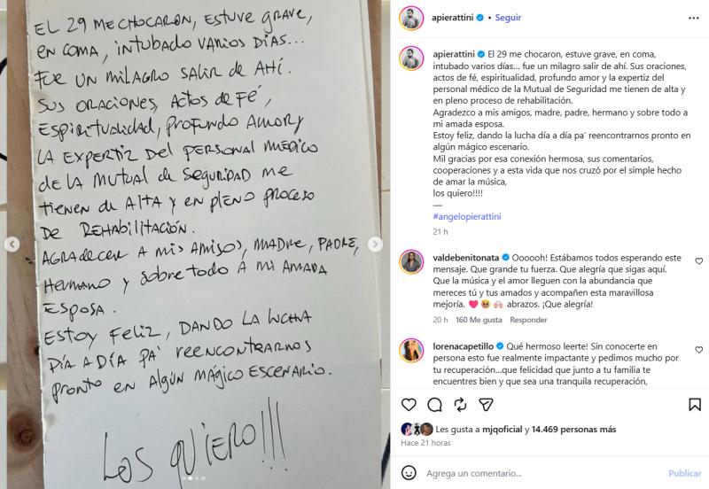 Con este mensaje reapareció Angelo Pierattini en redes sociales - Instagram