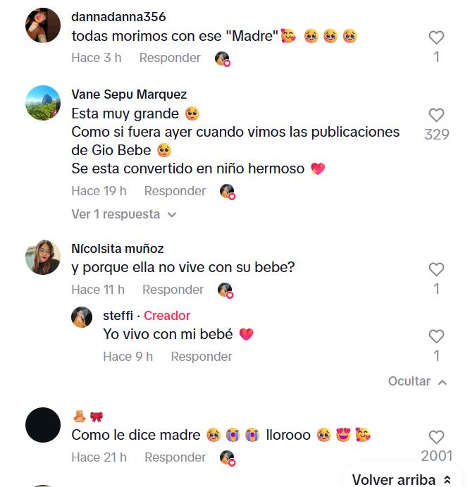 Comentarios que recibió Steffi Méndez en su video - Tiktok