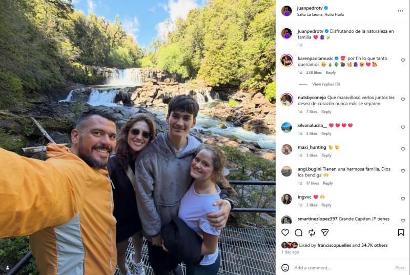 Juan Pedro Verdier junto a Karen paola, su hijo y su novia | Instagram