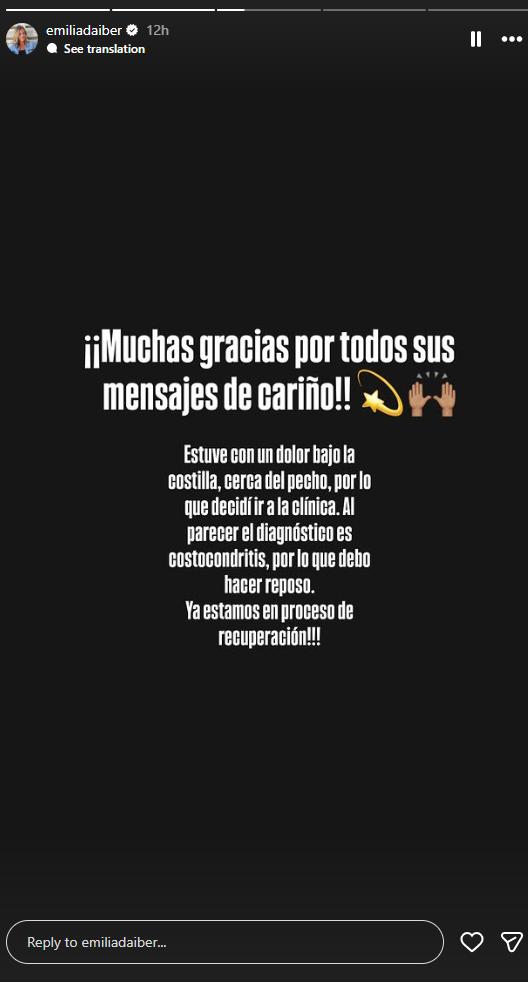 Emilia Daiber da a conocer delicado momento de salud | Instagram