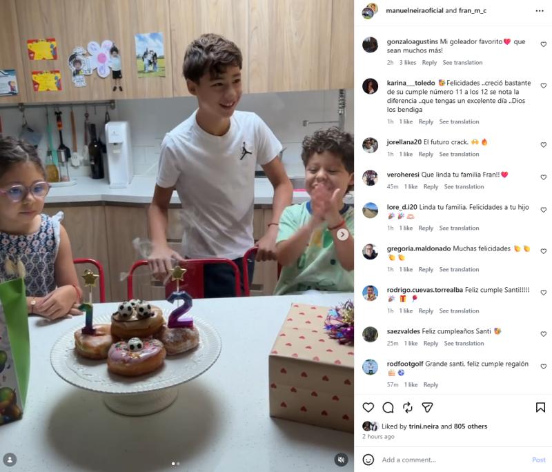 Trini Neira reacciona a celebración de cumpleaños de su hermano Santi | Instagram