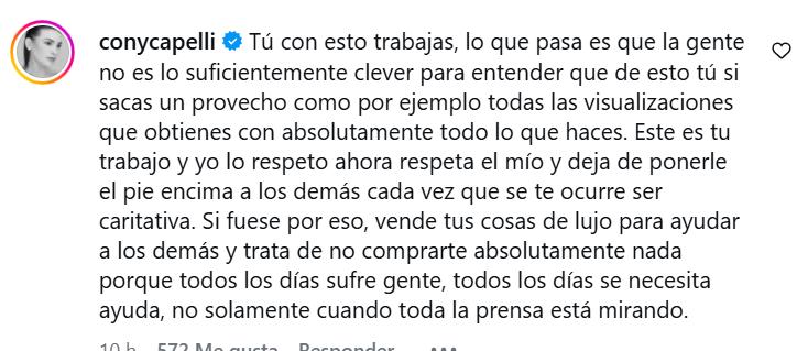 Comentario de Cony Capelli | Instagram