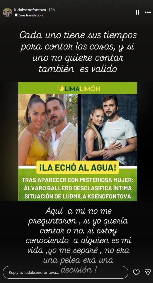 Ludmila entrega indirecta a Álvaro Ballero | Instagram