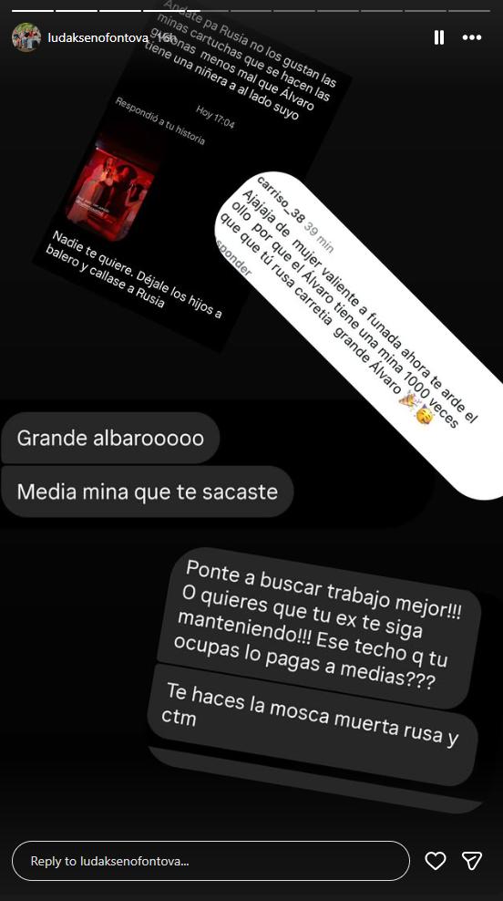 Ludmila Ksenofontova muestra mensajes que ha recibido en sus redes sociales | Instagram