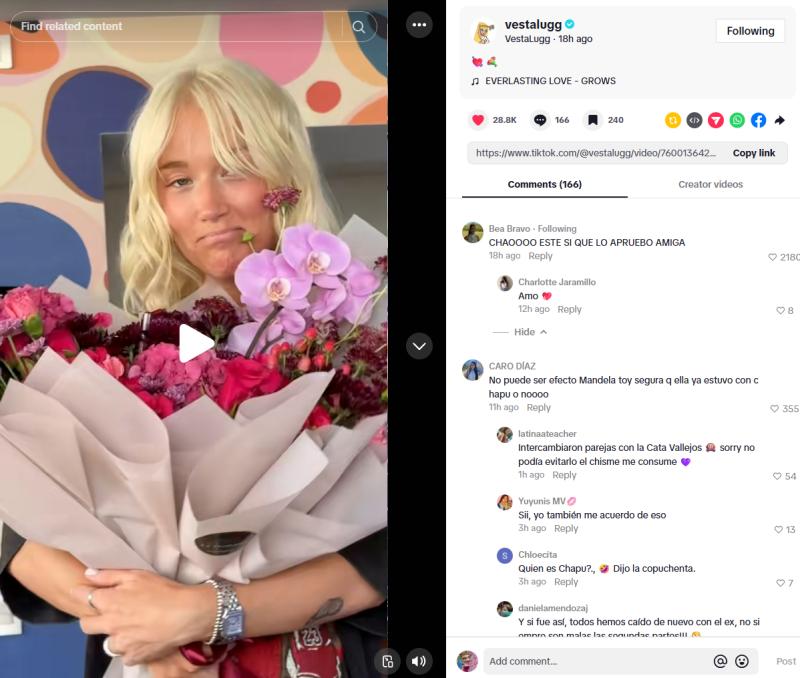 Vesta Lugg muestra romántico regalo en medio de rumores de relación con Chapu | TikTok