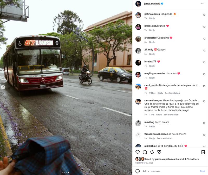 Jorge Arecheta y su foto similar a la de Octavia Bernasconi | Instagram