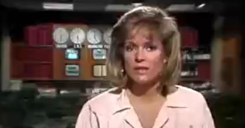 Cecilia Serrano conduciendo el noticiero Teletarde, 1988