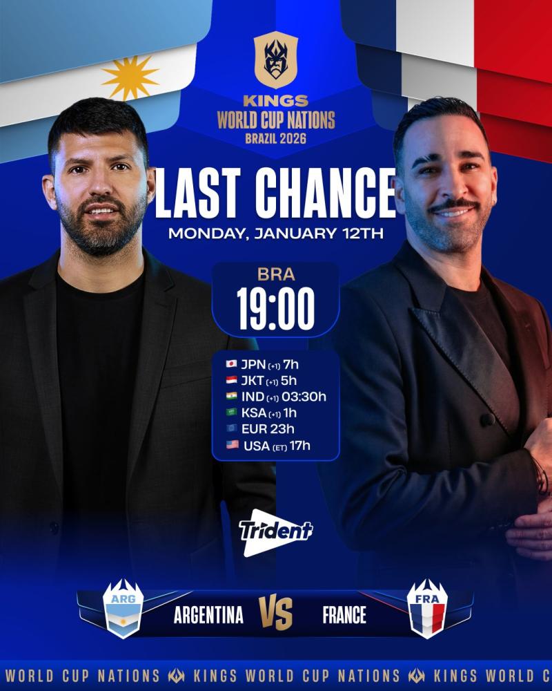 Horario y dónde ver Argentina vs Francia por la Kings World Cup Nations 2026