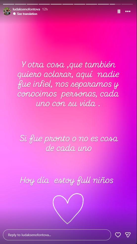 Aclaración de Ludmila Ksenofontova, expareja de Álvaro Ballero