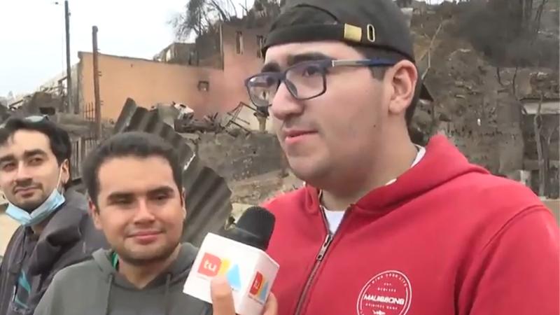 Martín, joven afectado por los incendios en Tomé