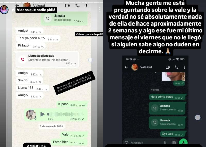 Capturas de pantalla que detallan la búsqueda del amigo de la influencer Vale Gut | Instagram