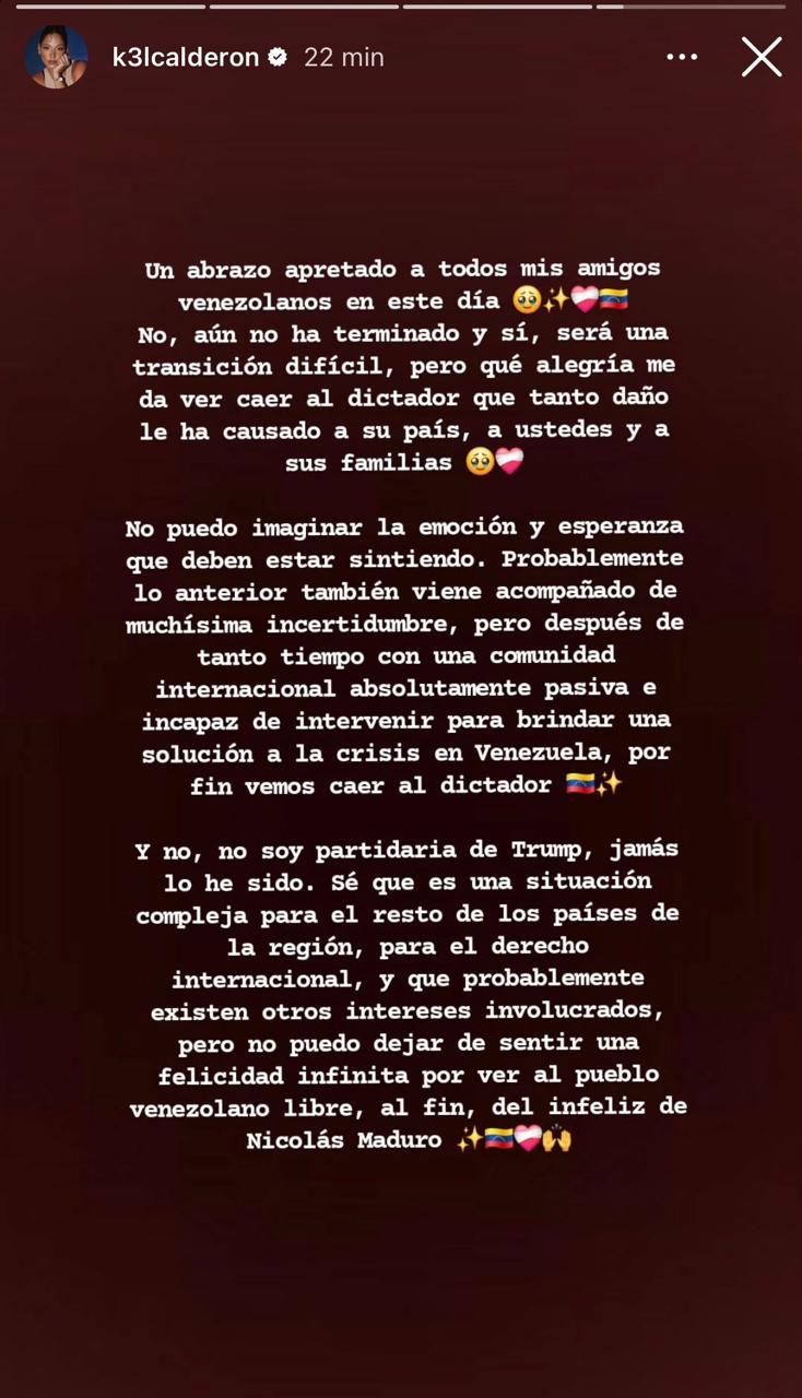 Historia de Kel Calderón | Instagram