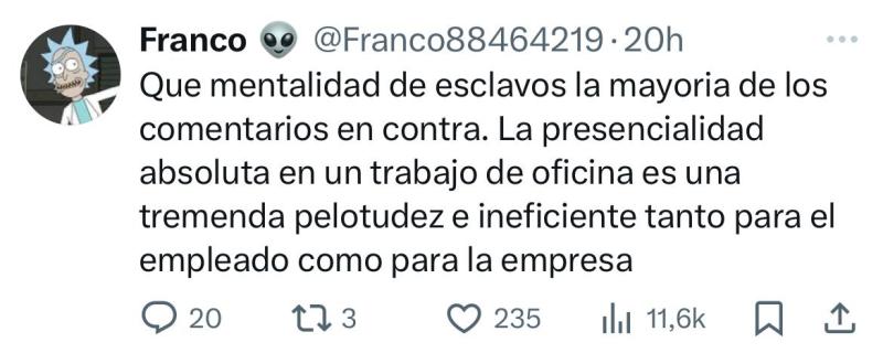 Joven explota contra el trabajo presencial y abre el debate