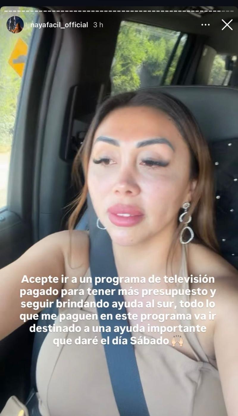 Naya Fácil confirma que donará pago de programa de farándula - Instagram