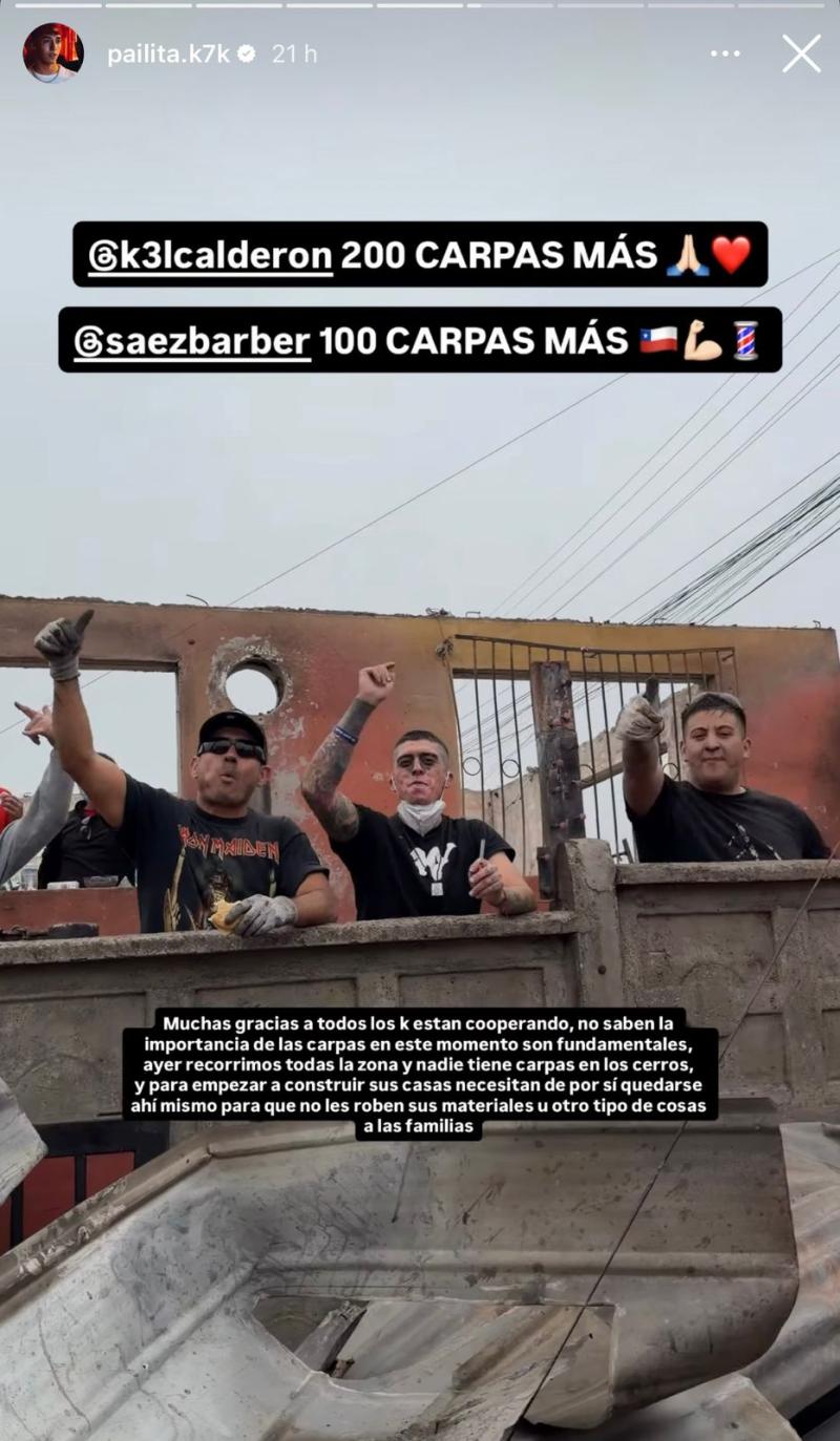 Cadena de donaciones lograda por Pailita - Instagram