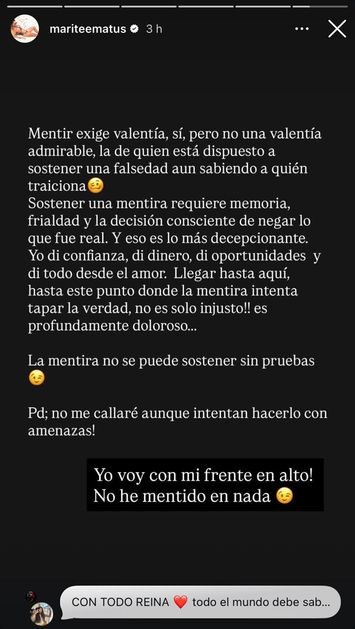 Historia de Marité Matus | Instagram