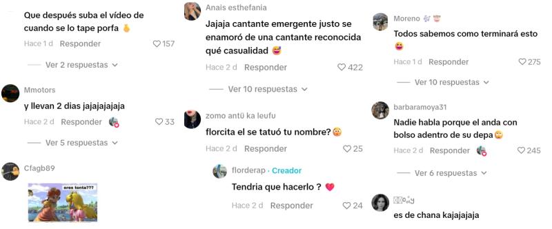 Comentarios que generó el video de Flor de Rap - Tiktok