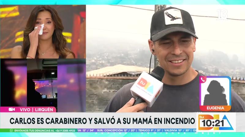 Priscilla Vargas se emociona con historia de damnificado de incendio.