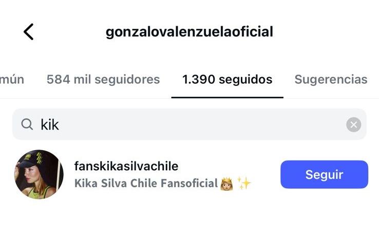 Gonzalo Valenzuela no sigue a Kika Silva en su cuenta de Instagram | Instagram