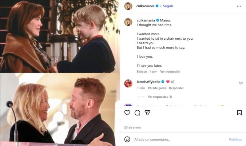 El conmovedor mensaje de Macaulay Culkin tras la muerte de Catherine O’Hara - captura