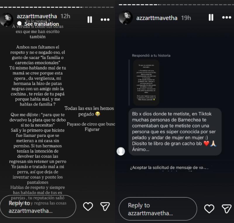 Azzaratt Maveth en picada contra su expareja | Instagram