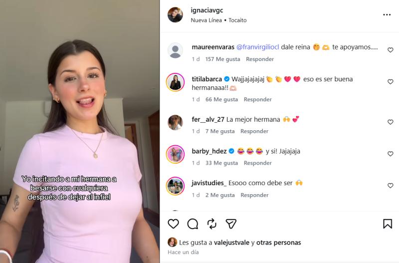 Reacciones que generó el video de hermana de Fran Virgilio - Instagram
