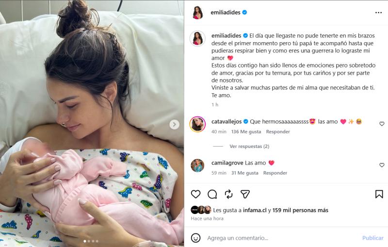 Emilia Dides cuenta detalles del nacimiento de su hija - Instagram