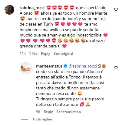 Marité Matus responde a comentario en italiano sobre su hijo | Instagram
