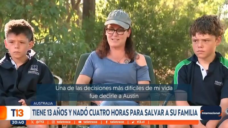 Niño australiano de 13 años nadó por cuatro horas para salvar a su familia.