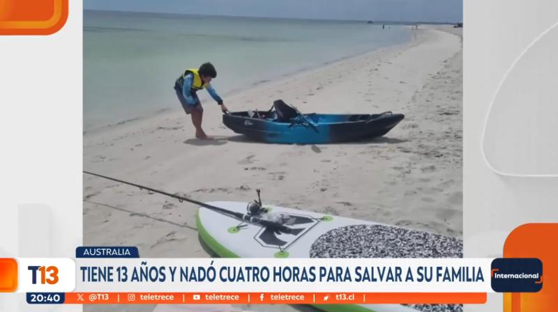 Niño australiano de 13 años nadó por cuatro horas para salvar a su familia.