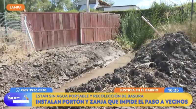 Lampa: hombre cerró camino, colocó zanja y al parece cobra peaje.