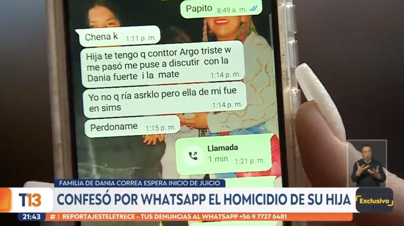 Confesión del presunto asesino de Dania Correa.