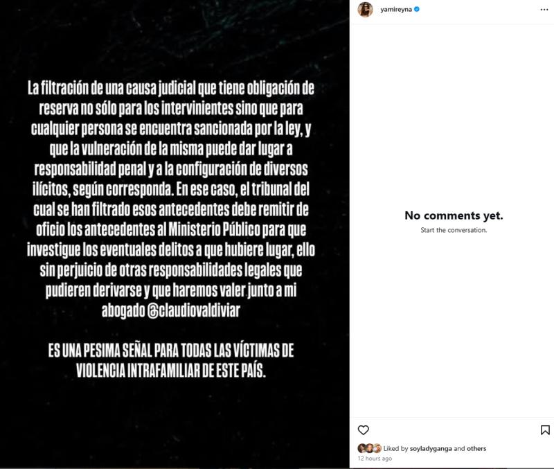 Yamila Reyna, enfurecida por filtración de su denuncia en Carabineros | Instagram