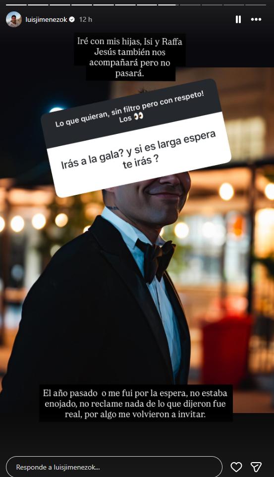 Luis Jiménez revela quién lo acompañará en la Gala de Viña | Instagram