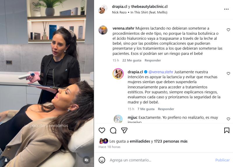 Emilia Dides se realizó procedimiento estético - Instagram @drapia.cl
