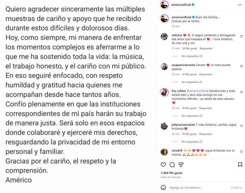 Américo desata debate tras compartir polémico mensaje en redes | Instagram