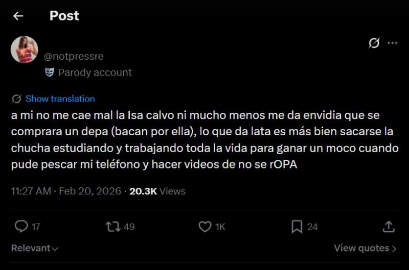 Criticas contra Isabel Calvo por comprar su primera propiedad - X