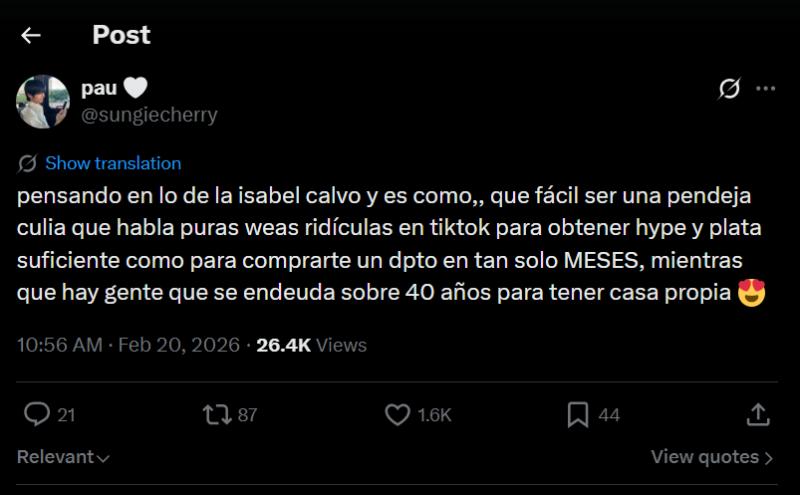 Criticas contra Isabel Calvo por comprar su primera propiedad - X