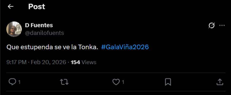 Tonka Tomicic se llena de halagos tras aparecer en la Gala de Viña 2026 - X
