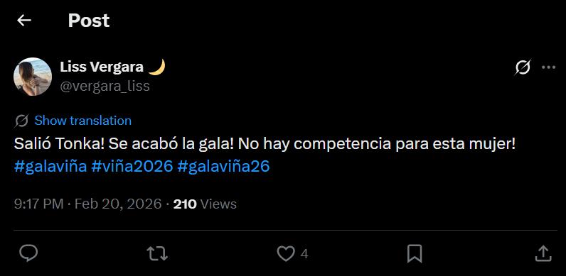 Tonka Tomicic se llena de halagos tras aparecer en la Gala de Viña 2026 - X